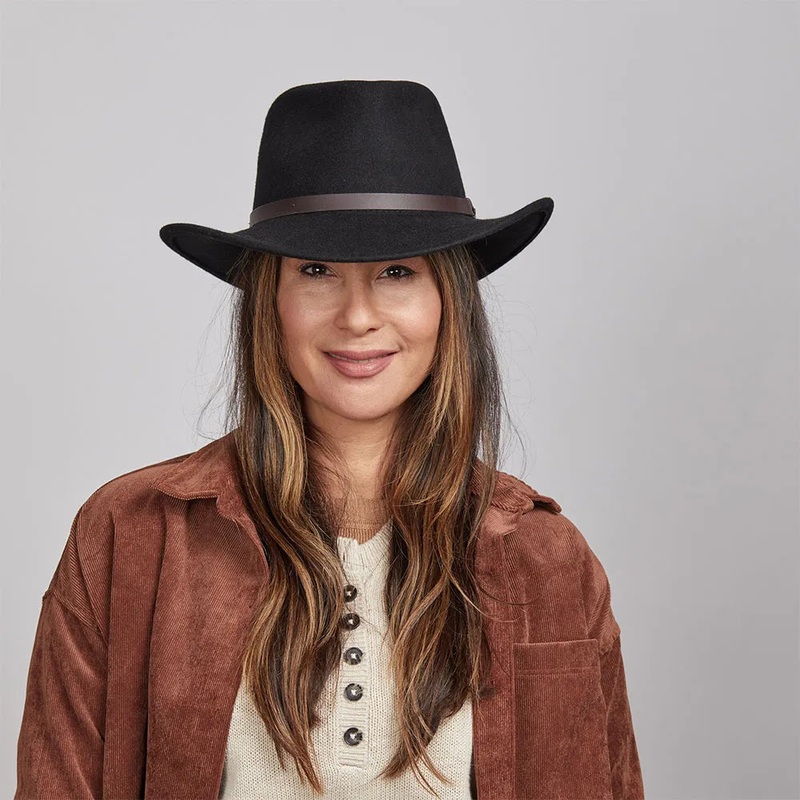 Pathfinder | Womens Wool Felt Outback Hat Black SM