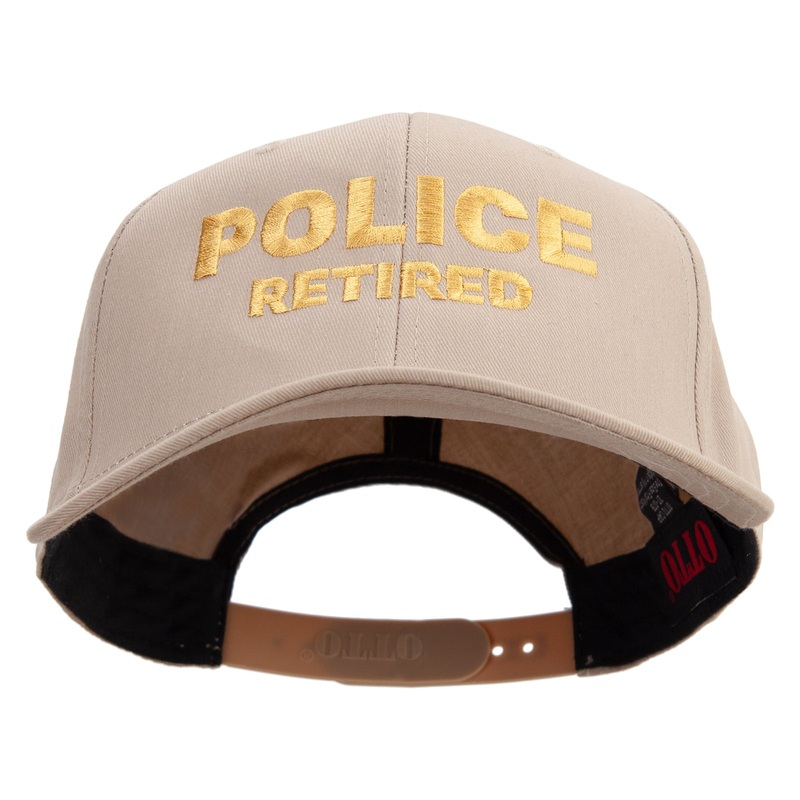 Police Retired Embroidered Solid Cotton Twill Prostyle Cap Khaki One Size
