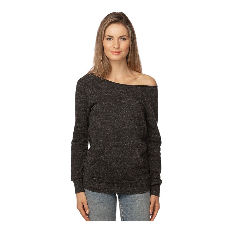 Royal Apparel Women’s Eco Triblend Fleece Raglan with Pouch Pocket  Style 37120 Made in USA Eco Tri Charcoal XS