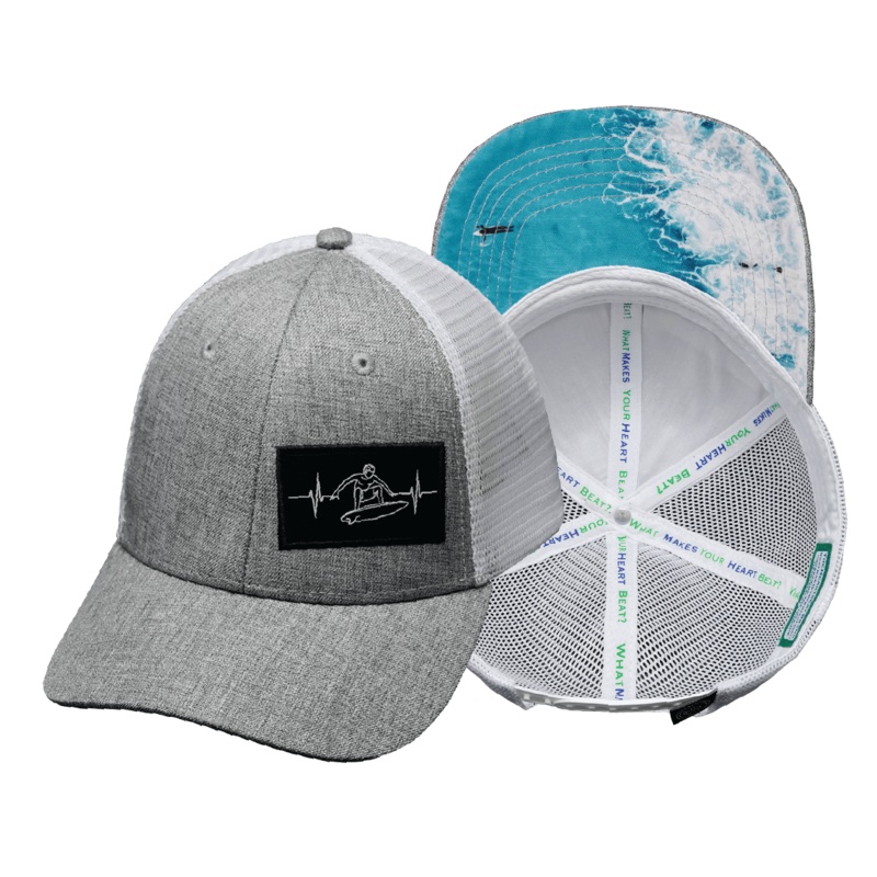 Surf Hat – Low Profile – Heather Gray / White – Trucker Mesh