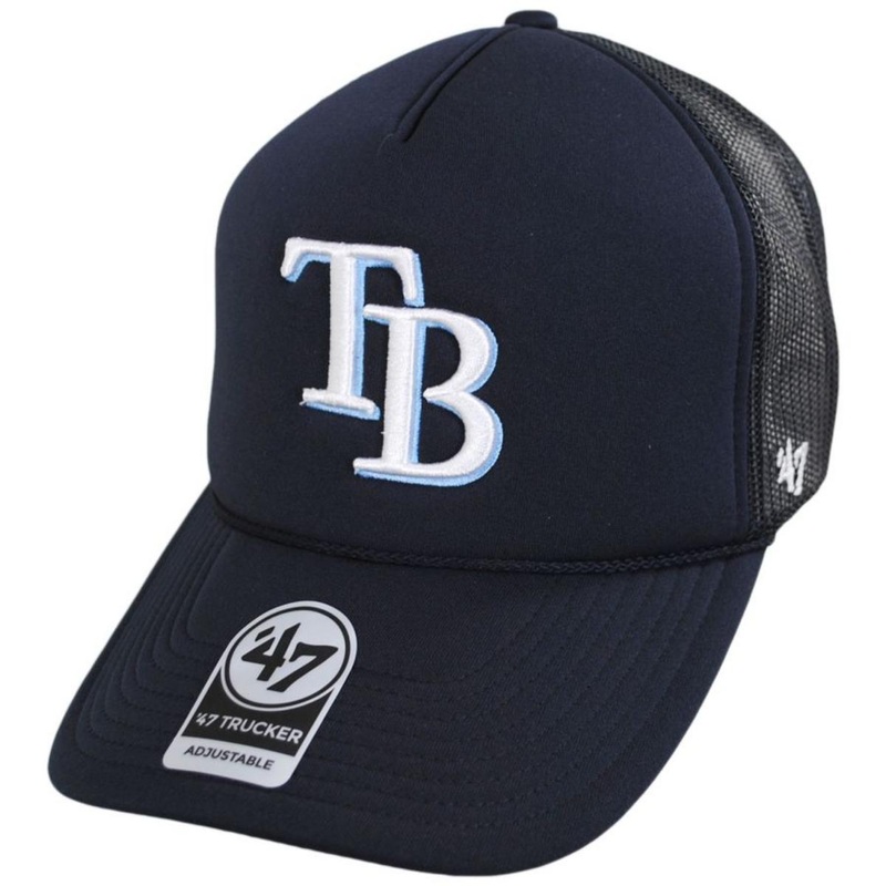 Tampa Bay Rays MLB Foam Mesh Trucker Snapback Baseball Cap NAVY ADJUSTABLE