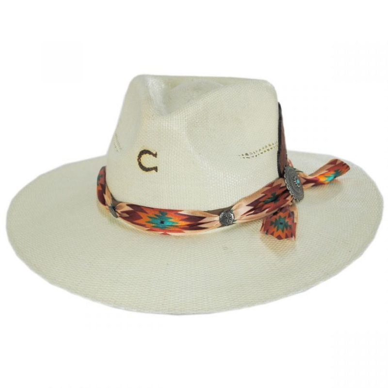 Tribal Shantung Straw Fedora Hat NATURAL S