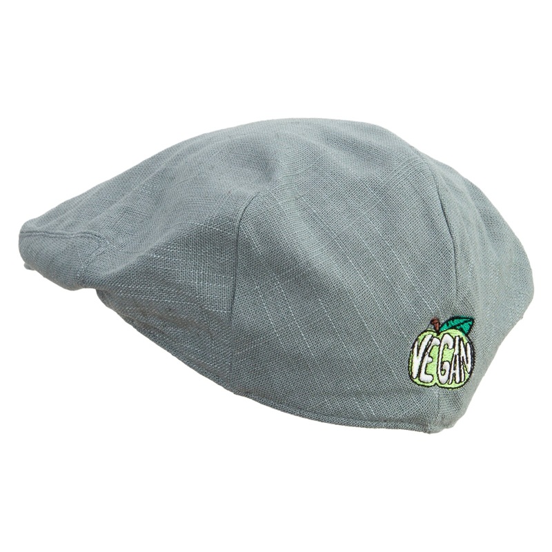 Vegan Embroidered Men’s Linen Ivy Cap Slate S-M