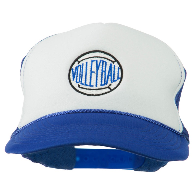 Volleyball Embroidered Foam Mesh Cap Royal White One Size