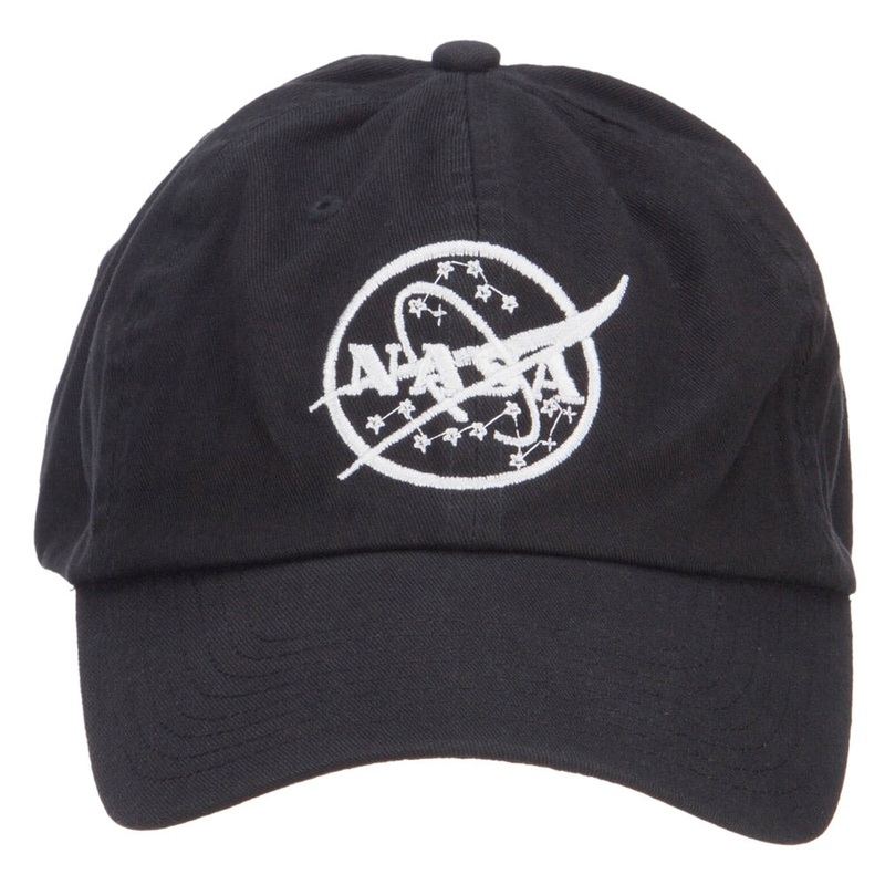 White NASA Logo Embroidered Low Cap Black One Size