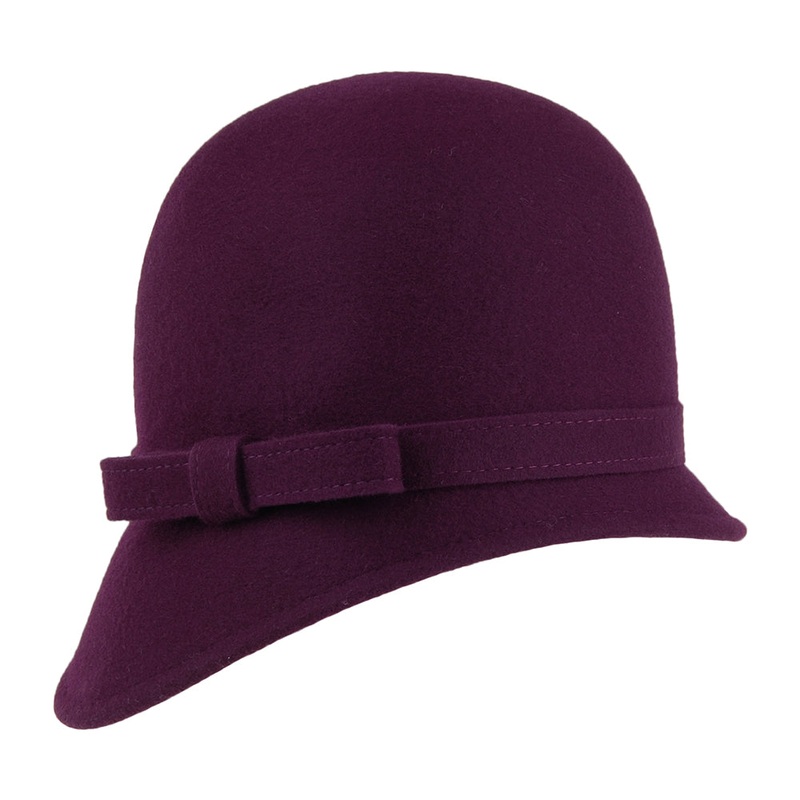 Whiteley Hats Harper Wool Cloche With Bow – Mulberry 1-Size