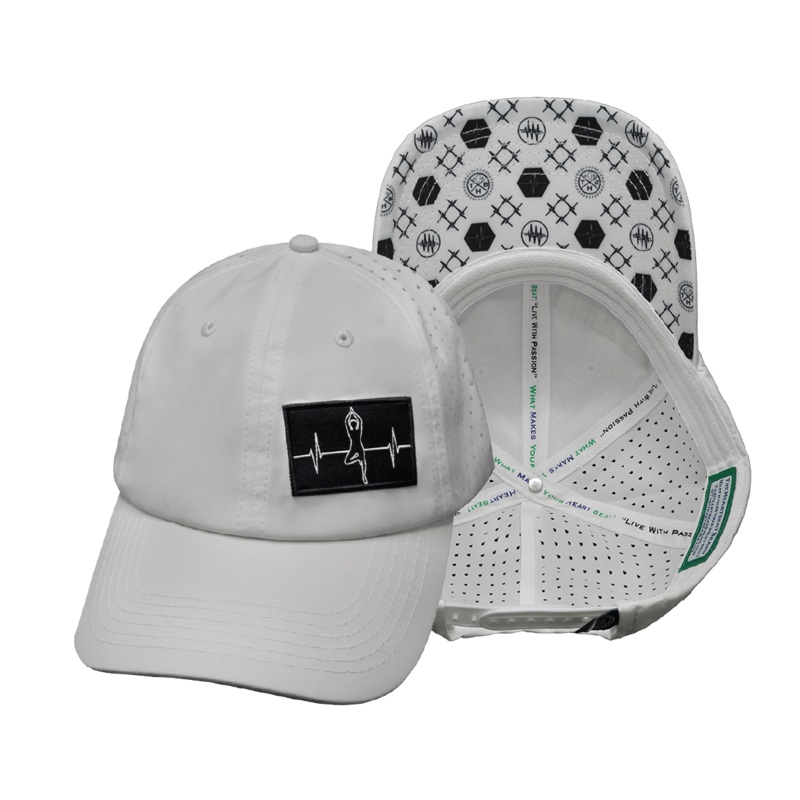 Yoga Hat – Dad Hat – Ponytail – White – Laser Mesh