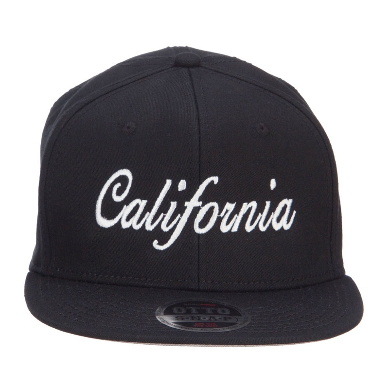 California Embroidered Cotton Snapback Cap Black One Size