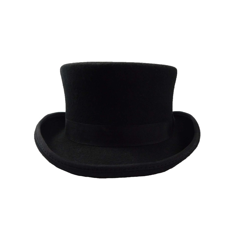 Classic Short Black Wool Felt Top Hat by JSA for Men Black M (up to 57 cm)
