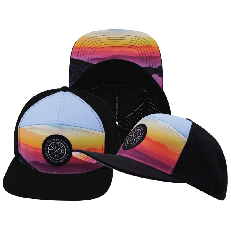 Color Vibes Hat – Flat Bill – Blue Ridge – Black / Baby Blue – Laser Mesh