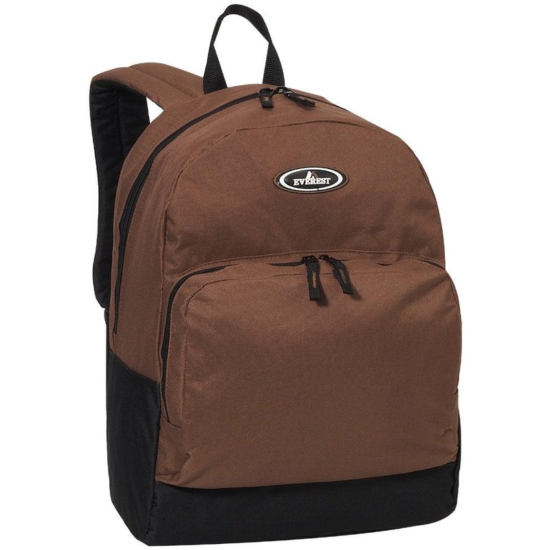 Everest Backpack Book Bag – Back to School Classic Two-Tone with Front Organizer 1045A Black