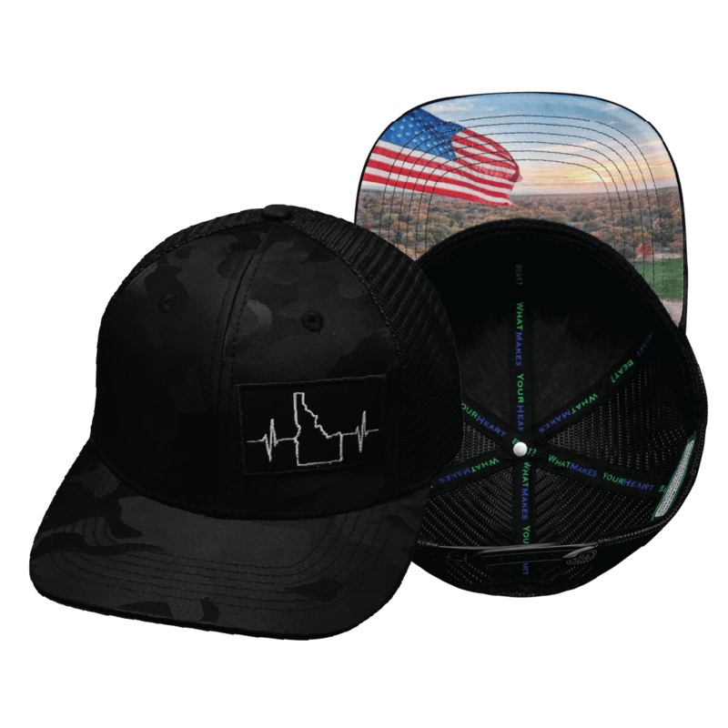 Idaho Hat – Baseball Hat Fit – Black Camo / Black – Trucker Mesh