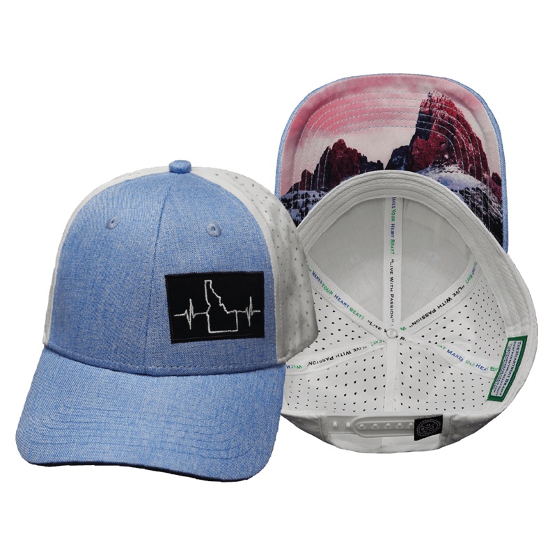 Idaho Hat – Low Profile – Ponytail – Light Blue / White – Laser Mesh