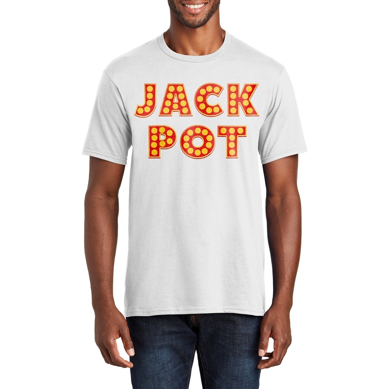Jack Pot Graphic Design Men’s Big Size Fan Favorite Crew Neck Tee Shirt White XS