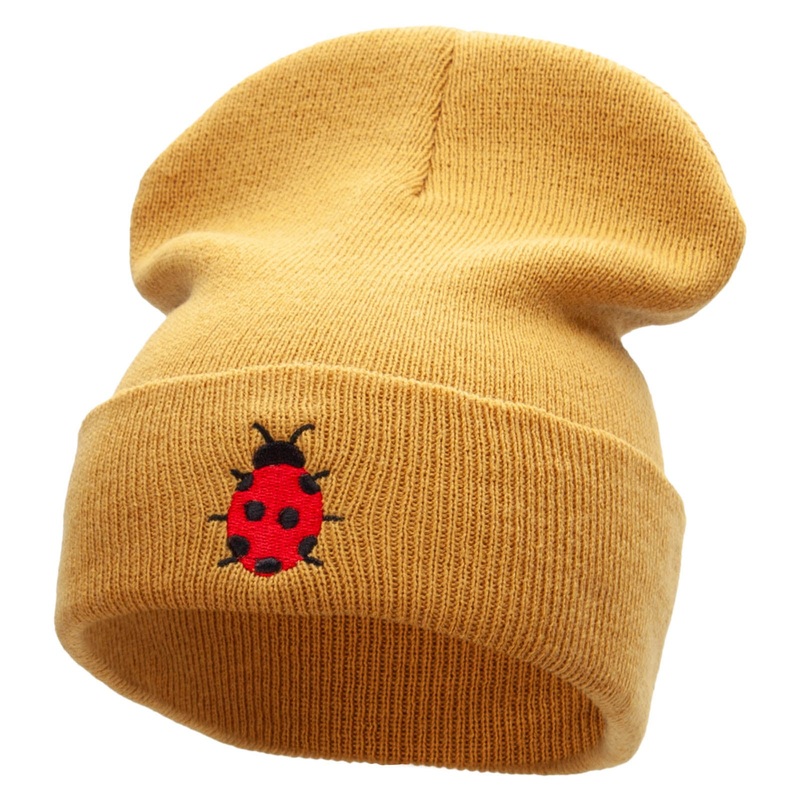 Lady Bug Embroidered 12 Inch Solid Long Beanie Made in USA Timberland One Size