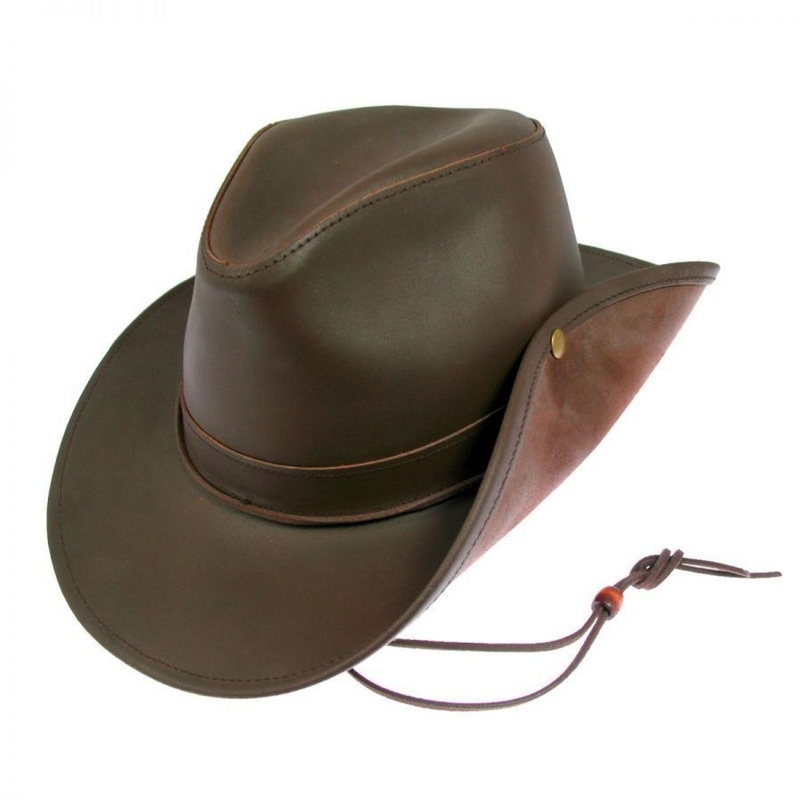 Leather Aussie Fedora Hat CHOCOLATE S
