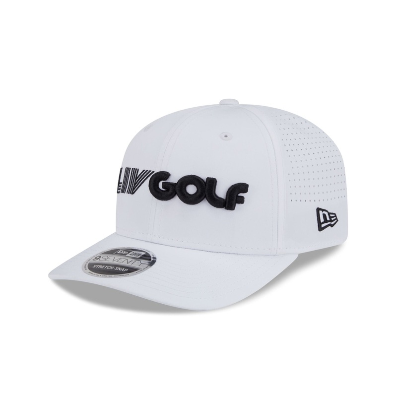 LIV Golf White 9SEVENTY Stretch-Snap Hat One Size
