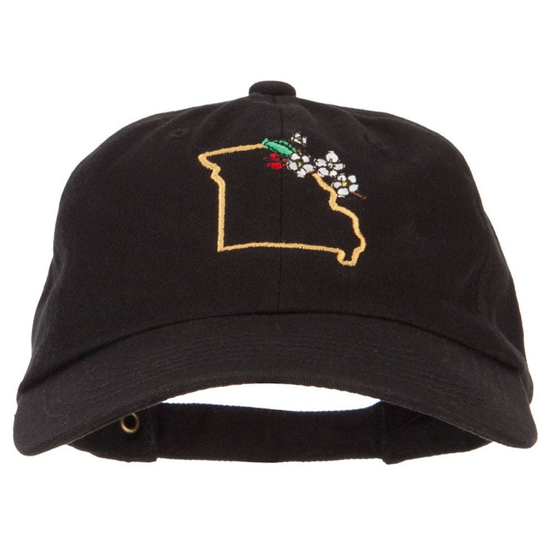 Missouri Hawthorn with Map Embroidered Unstructured Washed Cap Black One Size