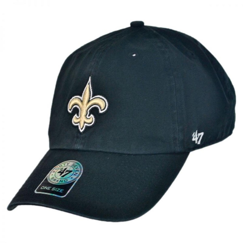 New Orleans Saints NFL Clean Up Strapback Baseball Cap Dad Hat BLACK ADJUSTABLE