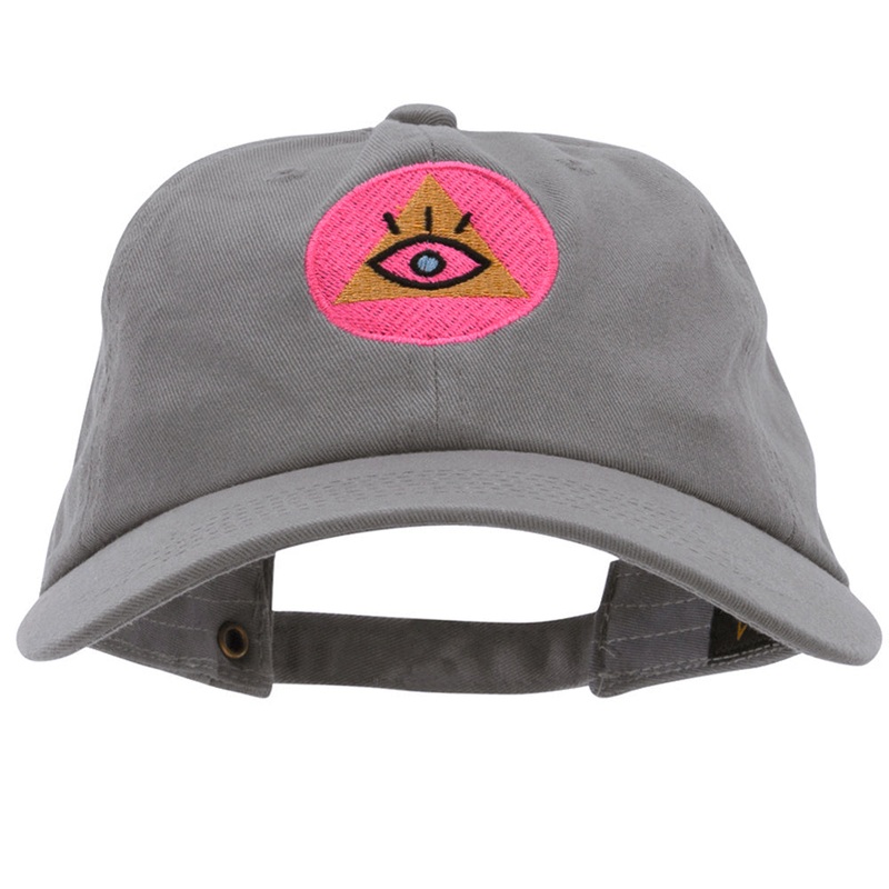 Pyramid Eye Embroidered Unstructured Cotton Twill Washed Cap Grey One Size