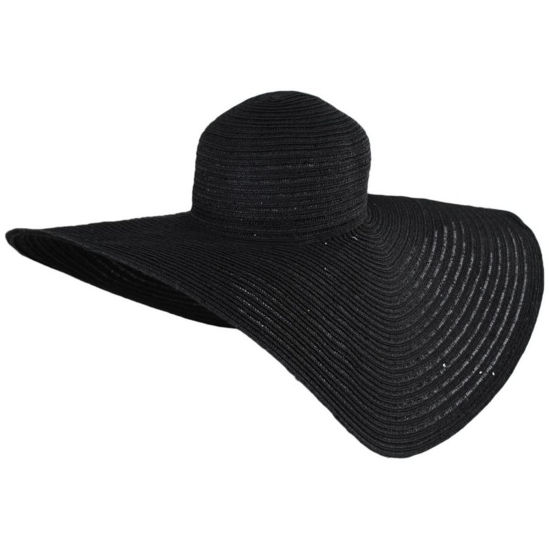 Santa Rosa Assymetrical Brim Straw Sun Hat BLACK ONE SIZE FITS MOST