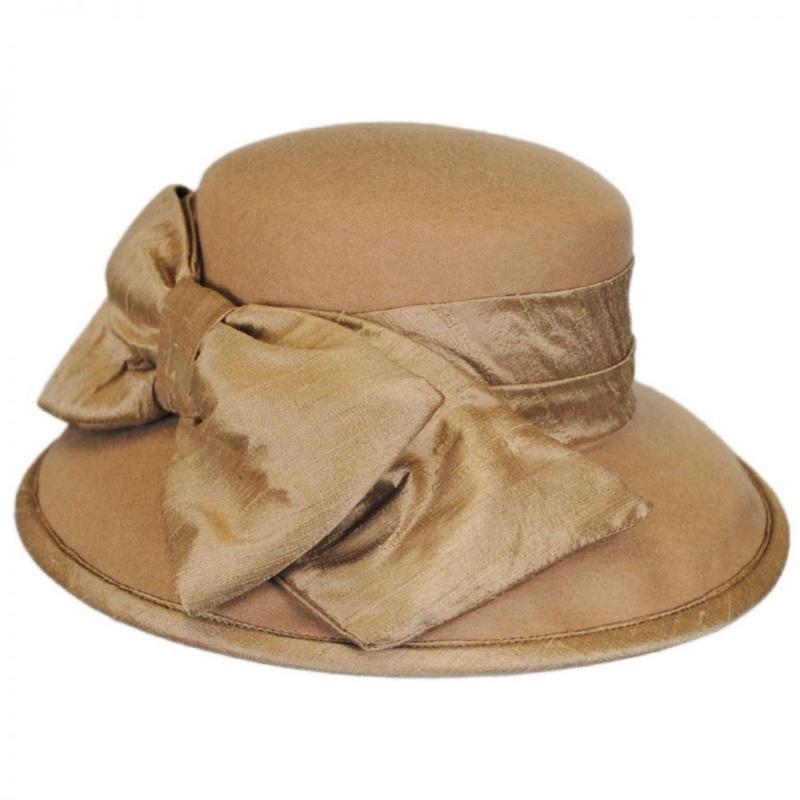 Silk Bow Wool Felt Lampshade Hat – Made to Order CAMEL ONE SIZE FITS MOST