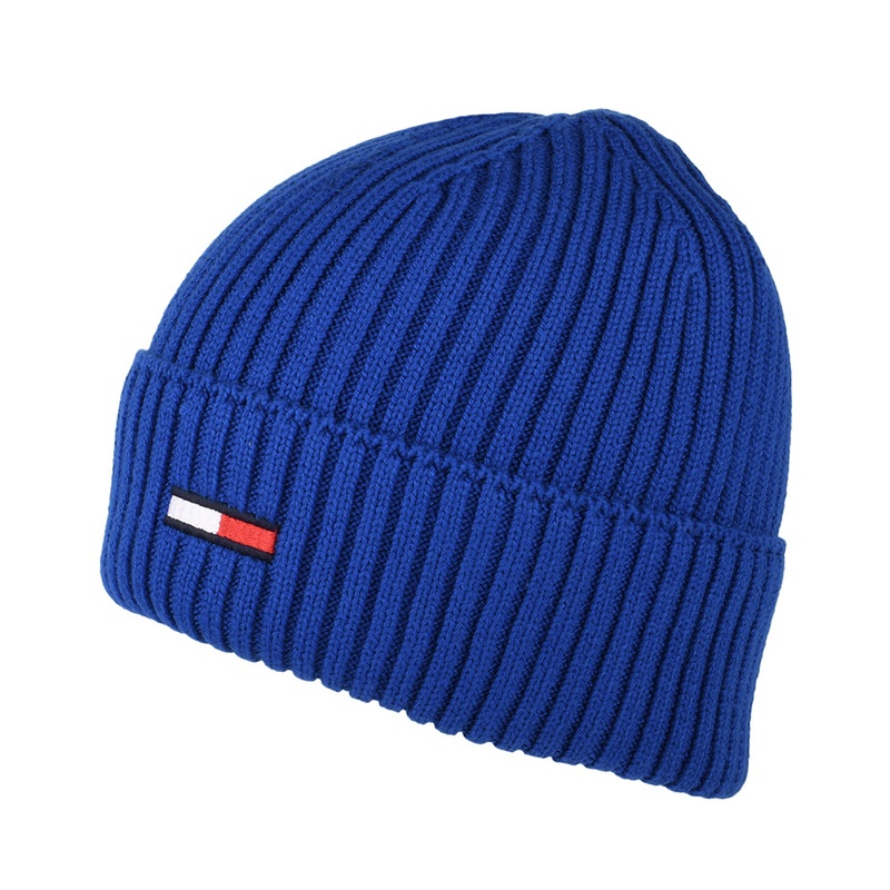 Tommy Hilfiger Hats TJM Flag Ribbed Beanie Hat – Deep Blue 1-Size
