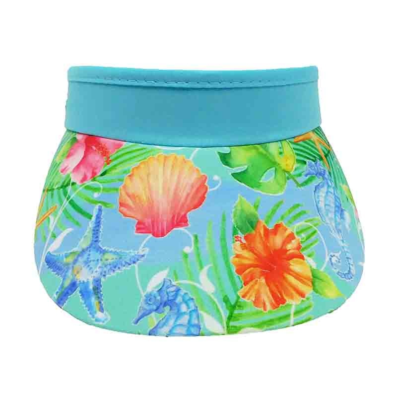 Under the Sea Cotton Sun Visor with Coil – Sun ‘N’ Sand Hats Light Blue