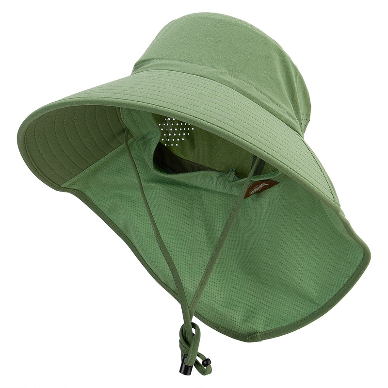 UPF 50+ Wide Brim Sun Hat With Neck Flap Cactus M-L