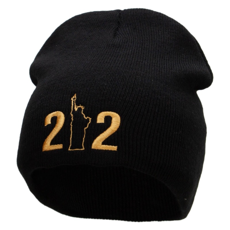 212 Embroidered 8 inch Acrylic Short Blank Beanie Black One Size