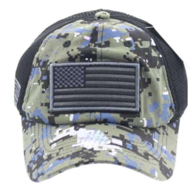 Camo USA Flag Caps with Mesh Back – HQ Black