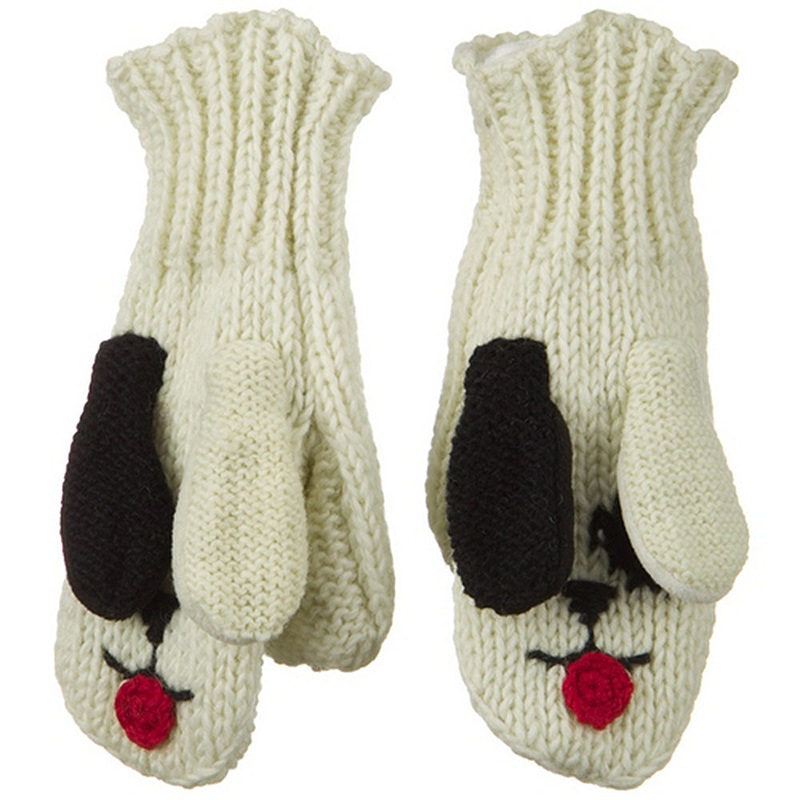 Child Animal Wool Mitten Lion One Size