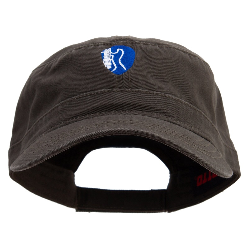 Guitar Pick Logo Embroidered Garment Washed Adjustable Army Cap Dk Olive Green One Size