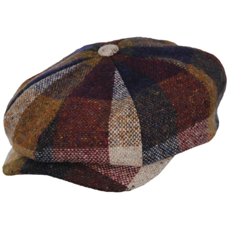 Magee Tweed Multi Check Newsboy Cap RUST 55cm
