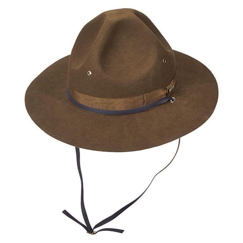 Structured Wool Felt Campaign Hat – Scala Hats Olive Brown Medium (57 cm)