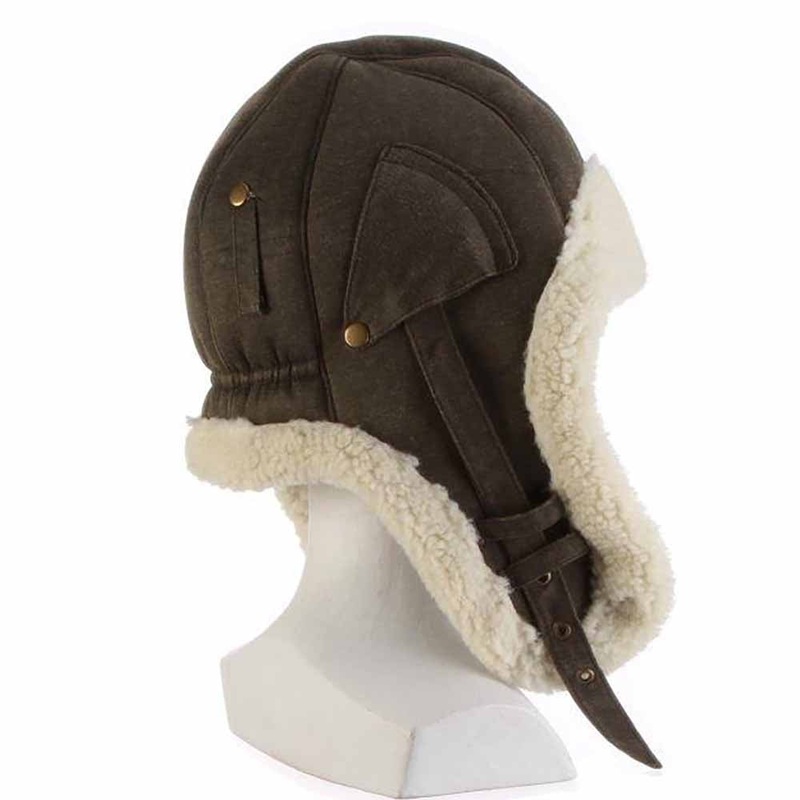 Weathered Cotton Trooper Hat with Berber Lining – DPC Hats Brown S/M