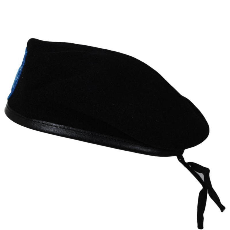 Army Wool Military Beret with Flash BLACK 7