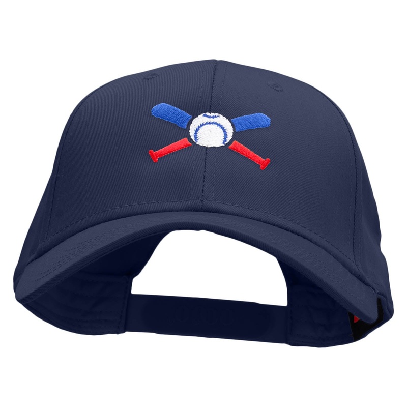 Baseball Bats and Ball Embroidered Solid Cotton Twill Low Profile Snap Cap Navy One Size