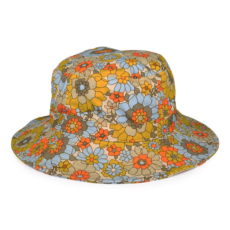 Brixton Hats Petra Mod Floral Packable Bucket Hat – Multi-Coloured X-Small/Small