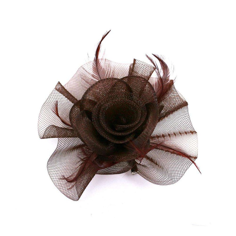 Flower Fascinator-Brooch Clip Brown