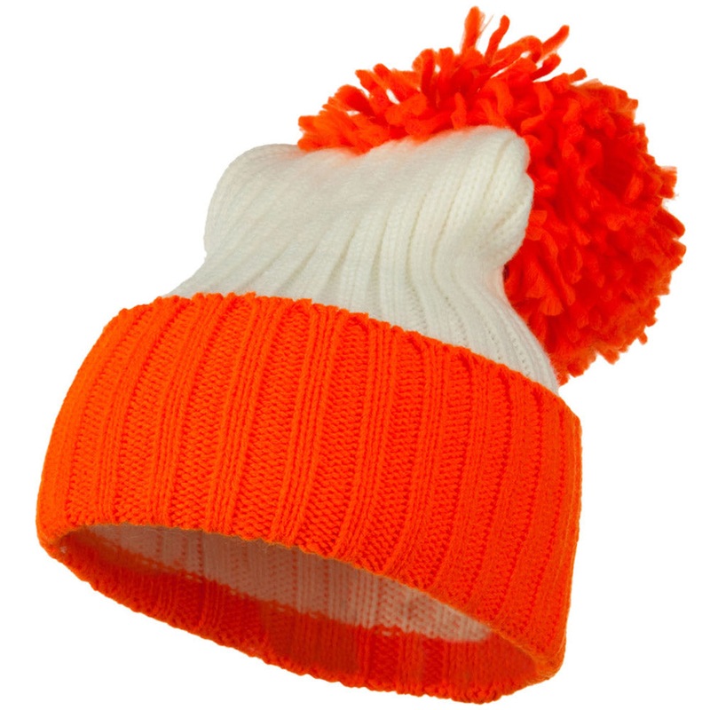 Neon Knit Hat with Pom Pom Neon Yellow One Size