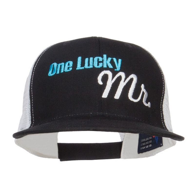 One Lucky Mr Embroidered Cotton Mesh Cap Black One Size