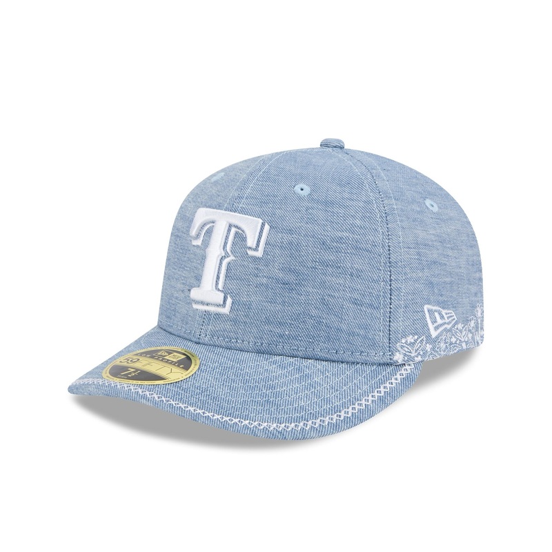 Texas Rangers Hand Stitched Chambray Low Profile 59FIFTY Fitted Hat 7