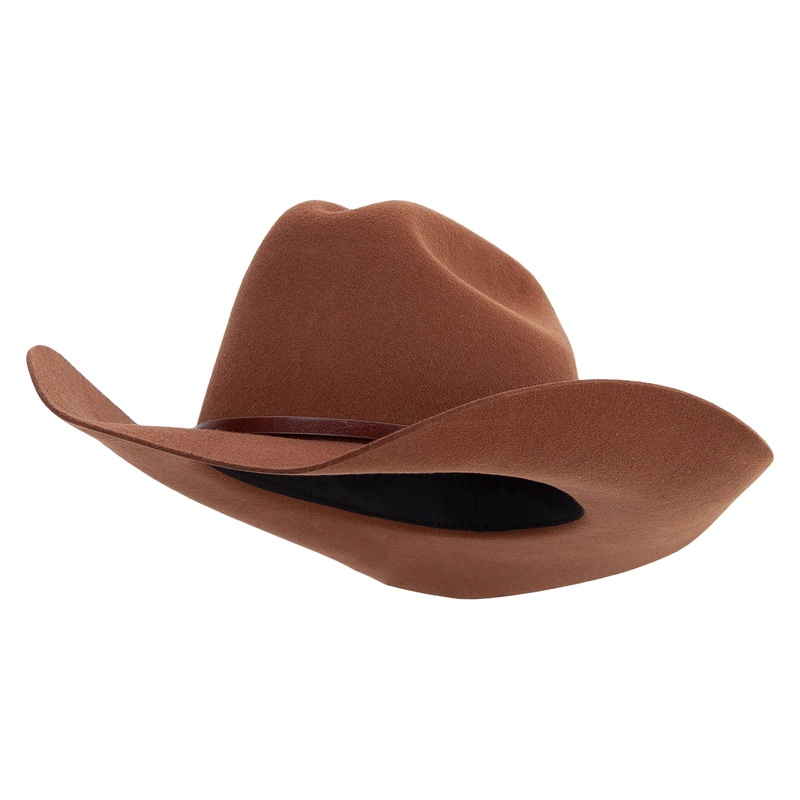 Unisex 3″ Brim Cowboy Hat Brown One Size