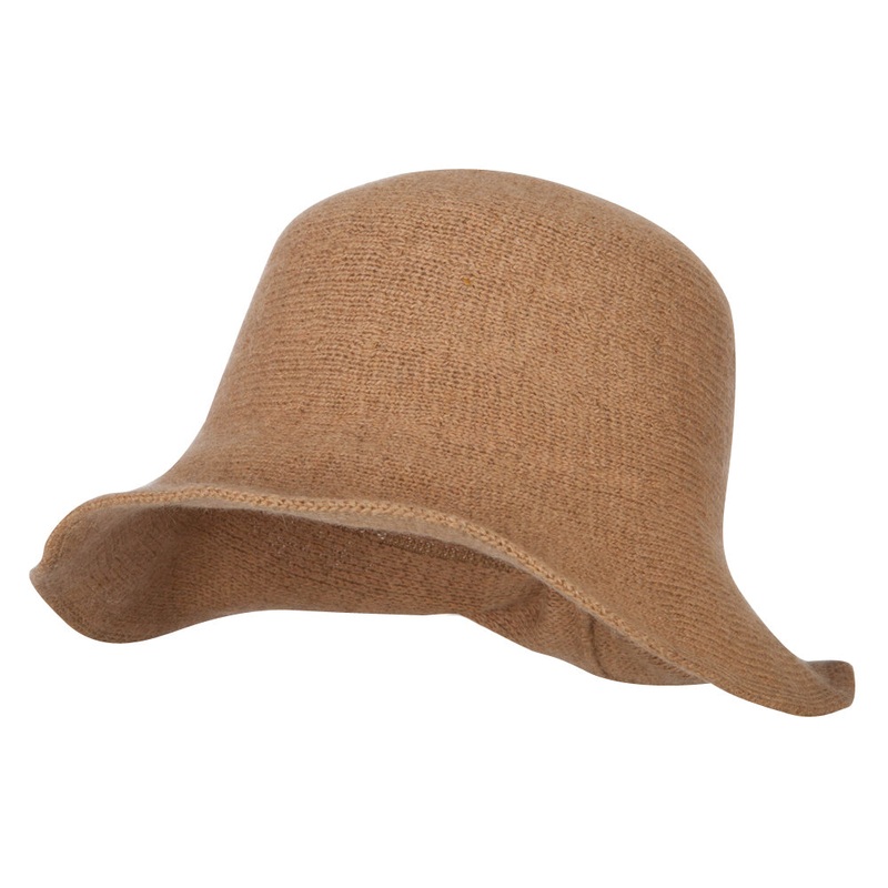 Women’s Grosgrain Bow Accented Cloche Bucket Hat Tan One Size