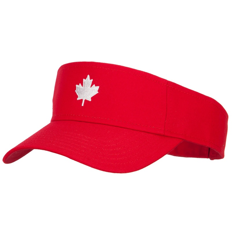Canada Logo Maple Leaf Embroidered Cotton Sun Visor Red One Size