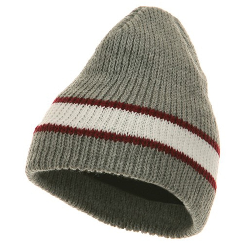 Center Stripe Beanie Charcoal Grey One Size