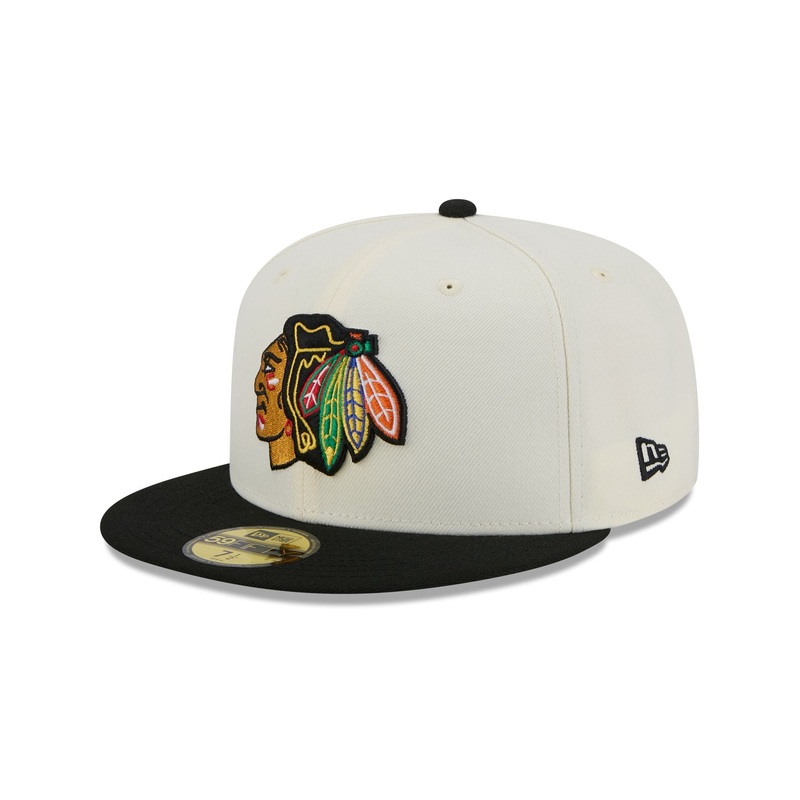 Chicago Blackhawks Chrome White 59FIFTY Fitted Hat 7