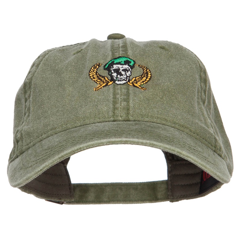 Green Beret Crest Embroidered Washed Cap Olive One Size
