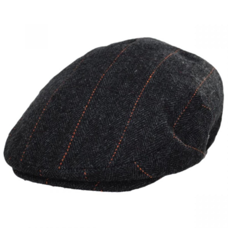 Negroni Herringbone Plaid Wool Blend Ivy Cap DARK GREY S